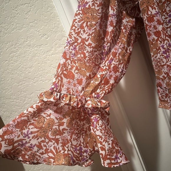 J.Crew Ruffle Crinkle Chiffon Blouse Floral Top Spring‎ Summer Casual Size Large - Picture 3 of 14